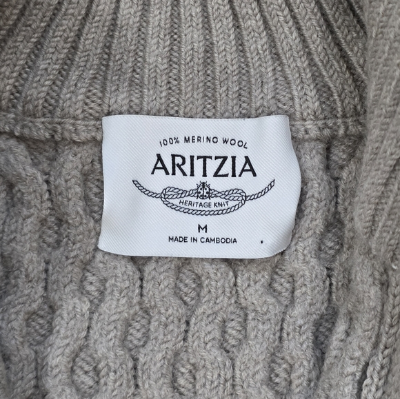 Aritzia Heritage Knit Merino Wool 1/4 Zip Sweater Casual Size Med - Picture 9 of 10